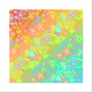 Rainbow Flower Pattern Posters and Art